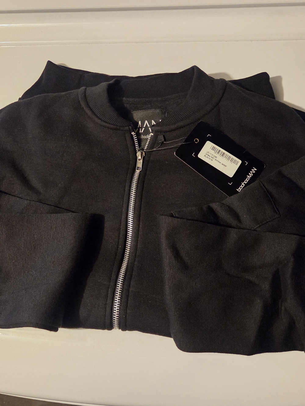 Boohoo Black Zip Pocket Bomber Jacket